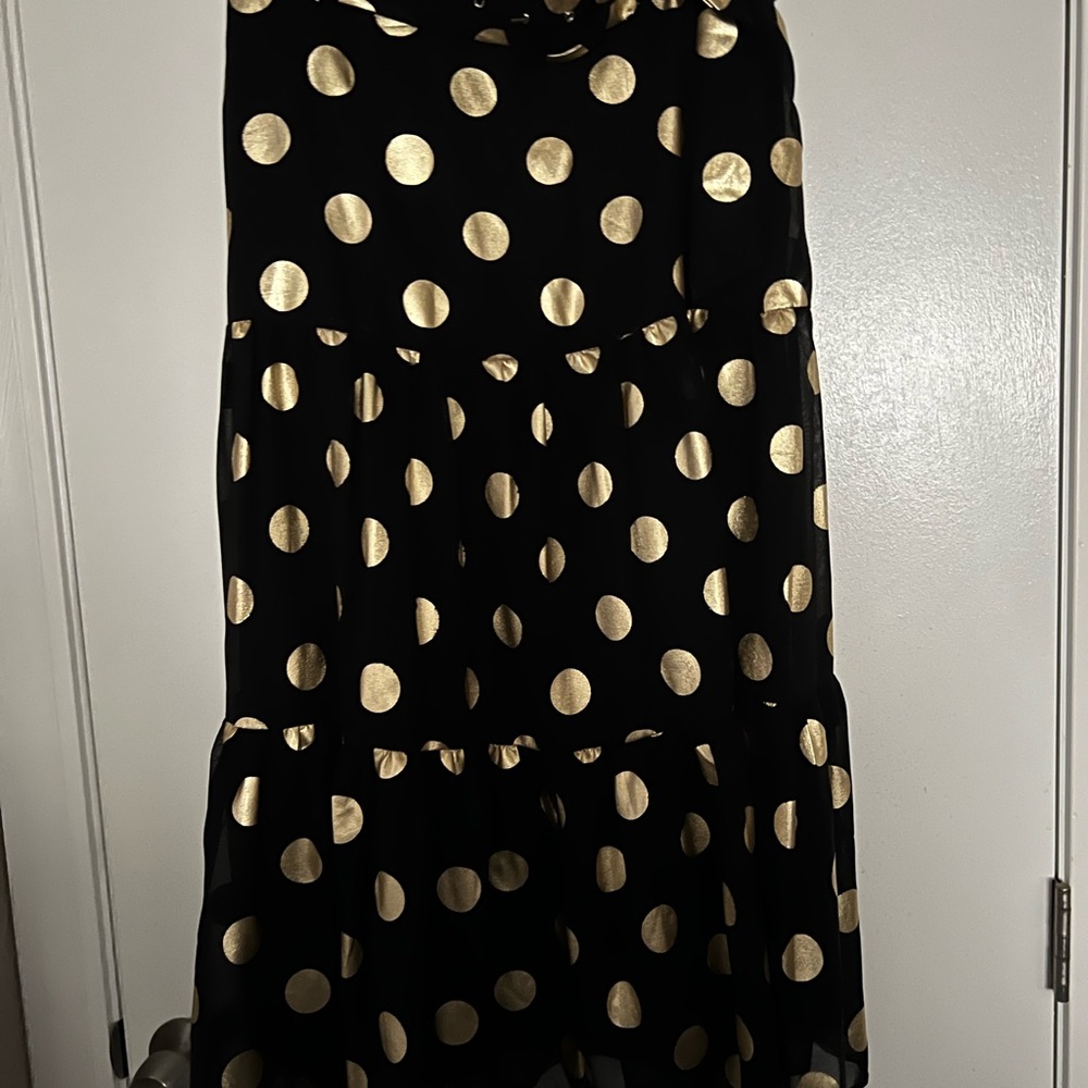 Stylish Black and Gold Polka Dot A-Line Skirt